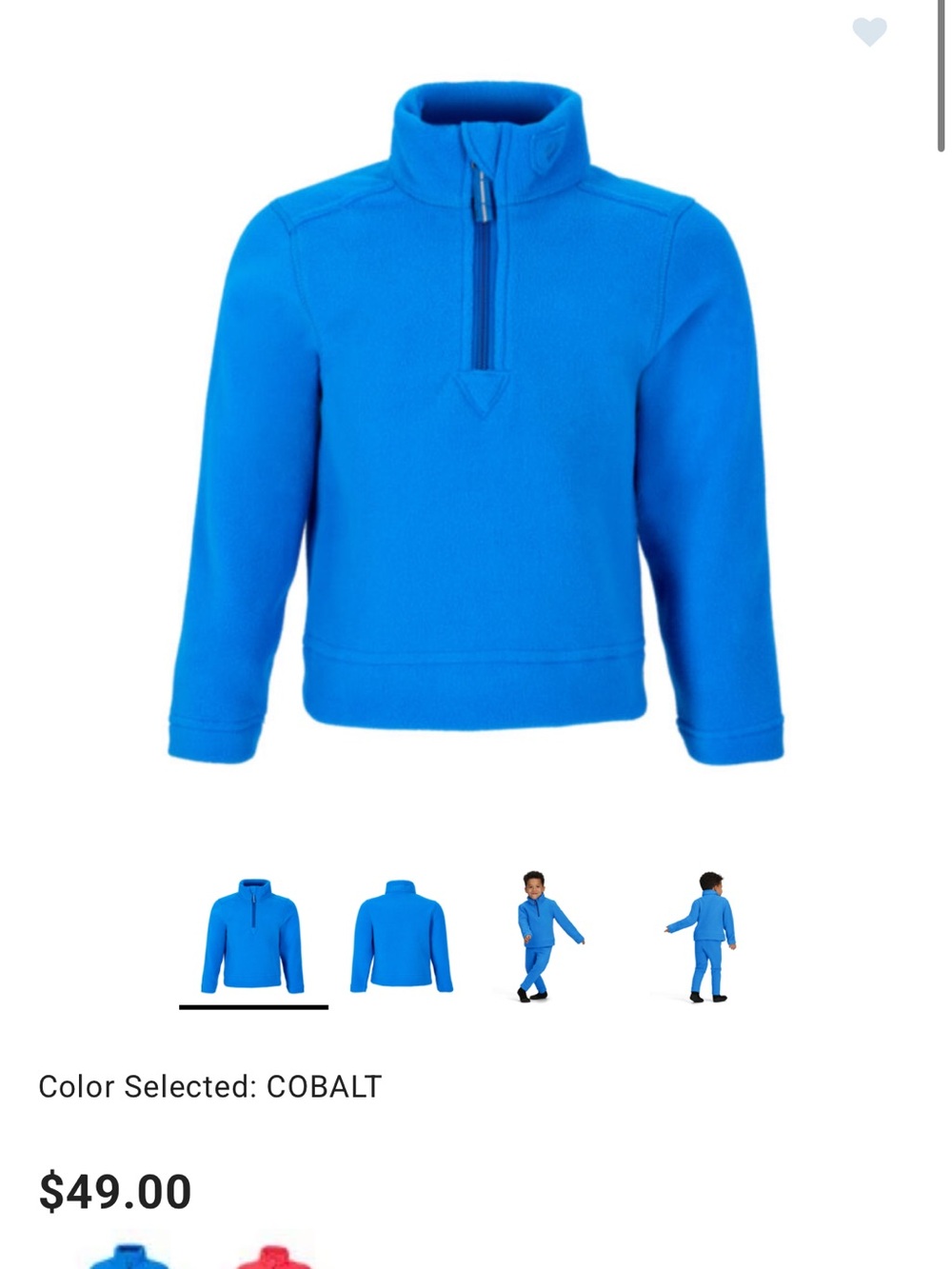Obermeyer Toddler Cobalt Blue Half-Zip Fleece sweatshirt and pants set NWT